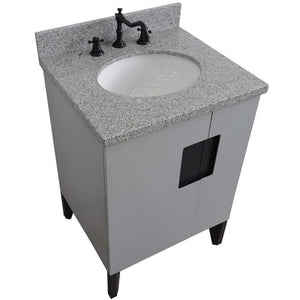 Bellaterra Home Vanity BellaTerra Home 25" Single sink vanity in Light Gray finish with Gray granite and oval sink 408800-25-LG-GYO