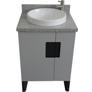 Bellaterra Home Vanity BellaTerra Home 25" Single sink vanity in Light Gray finish with Gray granite and round sink 408800-25-LG-GYRD