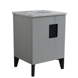 Bellaterra Home Vanity BellaTerra Home 25" Single sink vanity in Light Gray finish with White carrara marble and oval sink 408800-25-LG-WMO