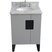 Load image into Gallery viewer, Bellaterra Home Vanity BellaTerra Home 25&quot; Single sink vanity in Light Gray finish with White carrara marble and oval sink 408800-25-LG-WMO