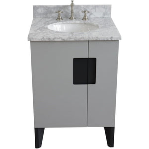 Bellaterra Home Vanity BellaTerra Home 25" Single sink vanity in Light Gray finish with White carrara marble and oval sink 408800-25-LG-WMO