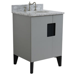 Bellaterra Home Vanity BellaTerra Home 25" Single sink vanity in Light Gray finish with White carrara marble and oval sink 408800-25-LG-WMO