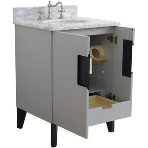 Bellaterra Home Vanity BellaTerra Home 25" Single sink vanity in Light Gray finish with White carrara marble and oval sink 408800-25-LG-WMO