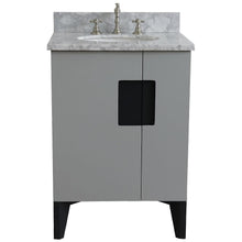 Load image into Gallery viewer, Bellaterra Home Vanity BellaTerra Home 25&quot; Single sink vanity in Light Gray finish with White carrara marble and oval sink 408800-25-LG-WMO