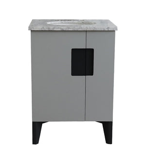 Bellaterra Home Vanity BellaTerra Home 25" Single sink vanity in Light Gray finish with White carrara marble and oval sink 408800-25-LG-WMO