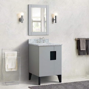 Bellaterra Home Vanity BellaTerra Home 25" Single sink vanity in Light Gray finish with White carrara marble and rectangle sink 408800-25-LG-WMR