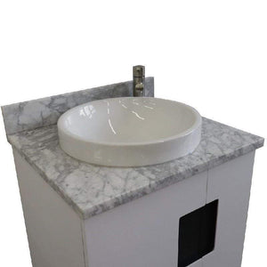 Bellaterra Home Vanity BellaTerra Home 25" Single sink vanity in Light Gray finish with White carrara marble and round sink 408800-25-LG-WMRD