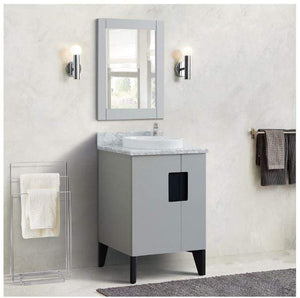 Bellaterra Home Vanity BellaTerra Home 25" Single sink vanity in Light Gray finish with White carrara marble and round sink 408800-25-LG-WMRD