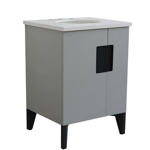 Bellaterra Home Vanity BellaTerra Home 25" Single sink vanity in Light Gray finish with White quartz and oval sink 408800-25-LG-WEO