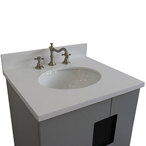 Bellaterra Home Vanity BellaTerra Home 25" Single sink vanity in Light Gray finish with White quartz and oval sink 408800-25-LG-WEO