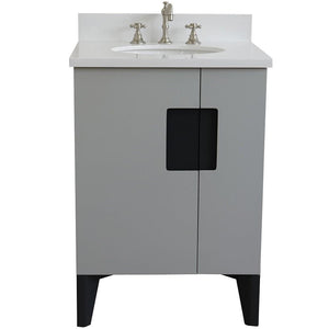 Bellaterra Home Vanity BellaTerra Home 25" Single sink vanity in Light Gray finish with White quartz and oval sink 408800-25-LG-WEO