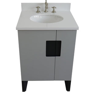 Bellaterra Home Vanity BellaTerra Home 25" Single sink vanity in Light Gray finish with White quartz and oval sink 408800-25-LG-WEO