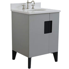Load image into Gallery viewer, Bellaterra Home Vanity BellaTerra Home 25&quot; Single sink vanity in Light Gray finish with White quartz and oval sink 408800-25-LG-WEO