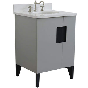 Bellaterra Home Vanity BellaTerra Home 25" Single sink vanity in Light Gray finish with White quartz and oval sink 408800-25-LG-WEO