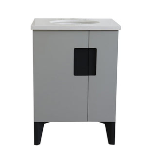 Bellaterra Home Vanity BellaTerra Home 25" Single sink vanity in Light Gray finish with White quartz and oval sink 408800-25-LG-WEO