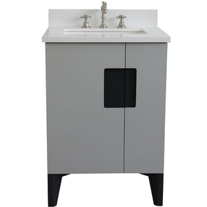 Bellaterra Home Vanity BellaTerra Home 25" Single sink vanity in Light Gray finish with White quartz and rectangle sink 408800-25-LG-WER