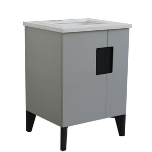 Bellaterra Home Vanity BellaTerra Home 25" Single sink vanity in Light Gray finish with White quartz and rectangle sink 408800-25-LG-WER