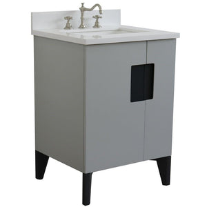 Bellaterra Home Vanity BellaTerra Home 25" Single sink vanity in Light Gray finish with White quartz and rectangle sink 408800-25-LG-WER
