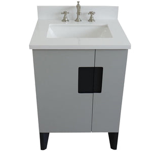 Bellaterra Home Vanity BellaTerra Home 25" Single sink vanity in Light Gray finish with White quartz and rectangle sink 408800-25-LG-WER