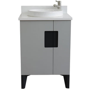 Bellaterra Home Vanity BellaTerra Home 25" Single sink vanity in Light Gray finish with White quartz and round sink 408800-25-LG-WERD
