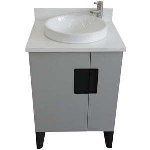 Bellaterra Home Vanity BellaTerra Home 25" Single sink vanity in Light Gray finish with White quartz and round sink 408800-25-LG-WERD