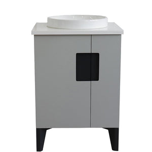 Bellaterra Home Vanity BellaTerra Home 25" Single sink vanity in Light Gray finish with White quartz and round sink 408800-25-LG-WERD