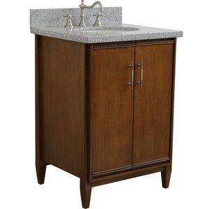 Bellaterra Home Vanity BellaTerra Home 25" Single sink vanity in Walnut finish with Gray granite and oval sink 400901-25-WA-GYO