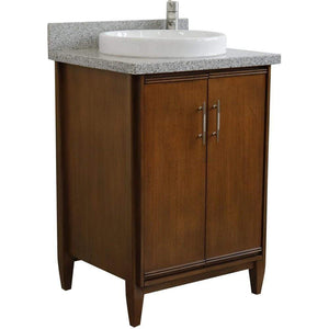 Bellaterra Home Vanity BellaTerra Home 25" Single sink vanity in Walnut finish with Gray granite and round sink 400901-25-WA-GYRD