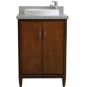 Bellaterra Home Vanity BellaTerra Home 25" Single sink vanity in Walnut finish with Gray granite and round sink 400901-25-WA-GYRD