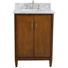 Load image into Gallery viewer, Bellaterra Home Vanity BellaTerra Home 25&quot; Single sink vanity in Walnut finish with White carrara marble and oval sink 400901-25-WA-WMO