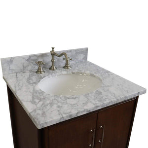 Bellaterra Home Vanity BellaTerra Home 25" Single sink vanity in Walnut finish with White carrara marble and oval sink 400901-25-WA-WMO