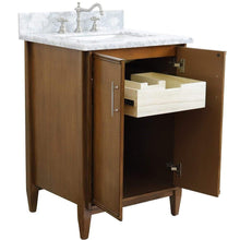 Load image into Gallery viewer, Bellaterra Home Vanity BellaTerra Home 25&quot; Single sink vanity in Walnut finish with White carrara marble and rectangle sink 400901-25-WA-WMR