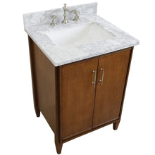 Load image into Gallery viewer, Bellaterra Home Vanity BellaTerra Home 25&quot; Single sink vanity in Walnut finish with White carrara marble and rectangle sink 400901-25-WA-WMR