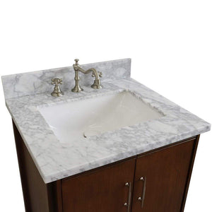 Bellaterra Home Vanity BellaTerra Home 25" Single sink vanity in Walnut finish with White carrara marble and rectangle sink 400901-25-WA-WMR