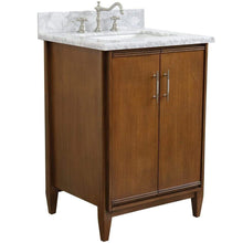Load image into Gallery viewer, Bellaterra Home Vanity BellaTerra Home 25&quot; Single sink vanity in Walnut finish with White carrara marble and rectangle sink 400901-25-WA-WMR