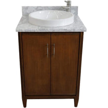 Load image into Gallery viewer, Bellaterra Home Vanity BellaTerra Home 25&quot; Single sink vanity in Walnut finish with White carrara marble and round sink 400901-25-WA-WMRD