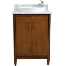 Load image into Gallery viewer, Bellaterra Home Vanity BellaTerra Home 25&quot; Single sink vanity in Walnut finish with White carrara marble and round sink 400901-25-WA-WMRD