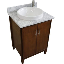 Load image into Gallery viewer, Bellaterra Home Vanity BellaTerra Home 25&quot; Single sink vanity in Walnut finish with White carrara marble and round sink 400901-25-WA-WMRD