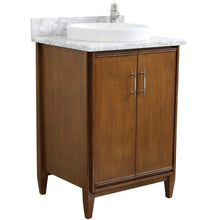 Load image into Gallery viewer, Bellaterra Home Vanity BellaTerra Home 25&quot; Single sink vanity in Walnut finish with White carrara marble and round sink 400901-25-WA-WMRD
