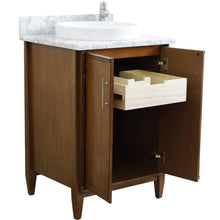 Load image into Gallery viewer, Bellaterra Home Vanity BellaTerra Home 25&quot; Single sink vanity in Walnut finish with White carrara marble and round sink 400901-25-WA-WMRD