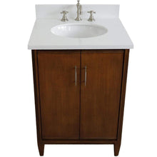 Load image into Gallery viewer, Bellaterra Home Vanity BellaTerra Home 25&quot; Single sink vanity in Walnut finish with White quartz and oval sink 400901-25-WA-WEO