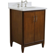 Load image into Gallery viewer, Bellaterra Home Vanity BellaTerra Home 25&quot; Single sink vanity in Walnut finish with White quartz and oval sink 400901-25-WA-WEO