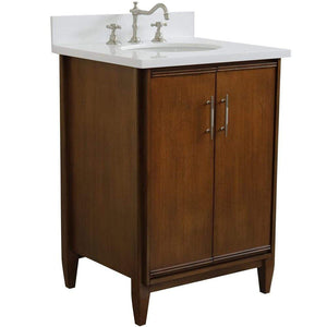 Bellaterra Home Vanity BellaTerra Home 25" Single sink vanity in Walnut finish with White quartz and oval sink 400901-25-WA-WEO