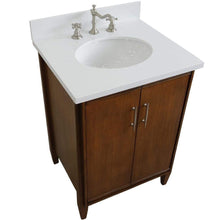 Load image into Gallery viewer, Bellaterra Home Vanity BellaTerra Home 25&quot; Single sink vanity in Walnut finish with White quartz and oval sink 400901-25-WA-WEO