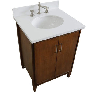 Bellaterra Home Vanity BellaTerra Home 25" Single sink vanity in Walnut finish with White quartz and oval sink 400901-25-WA-WEO