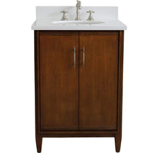 Load image into Gallery viewer, Bellaterra Home Vanity BellaTerra Home 25&quot; Single sink vanity in Walnut finish with White quartz and oval sink 400901-25-WA-WEO
