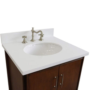 Bellaterra Home Vanity BellaTerra Home 25" Single sink vanity in Walnut finish with White quartz and oval sink 400901-25-WA-WEO