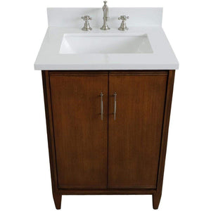 Bellaterra Home Vanity BellaTerra Home 25" Single sink vanity in Walnut finish with White quartz and rectangle sink 400901-25-WA-WER