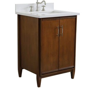 Bellaterra Home Vanity BellaTerra Home 25" Single sink vanity in Walnut finish with White quartz and rectangle sink 400901-25-WA-WER