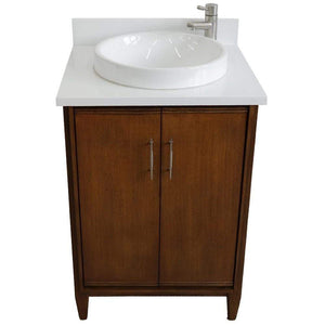 Bellaterra Home Vanity BellaTerra Home 25" Single sink vanity in Walnut finish with White quartz and round sink 400901-25-WA-WERD